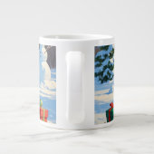 Pekingese Hund läuft im Schnee mit Weihnachtshut Jumbo-Tasse (Rückseite)