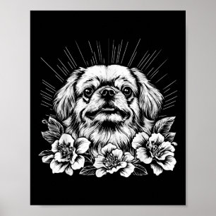 Pekingese Hund Lover Retro Style Tattoo Poster