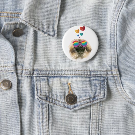 Pekingese Hund mit Herz Valentinstag Button (Beispiel)
