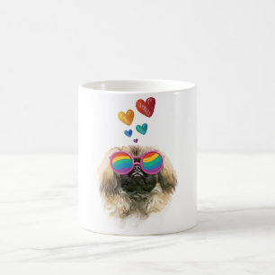 Pekingese Hund mit Herz Valentinstag Kaffeetasse