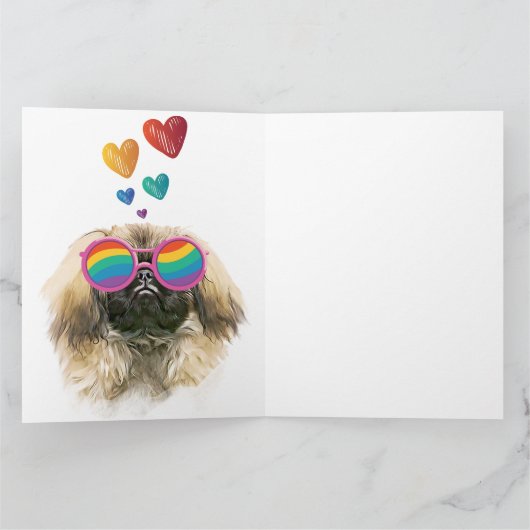 Pekingese Hund mit Herz Valentinstag Karte (Innenseite)