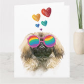 Pekingese Hund mit Herz Valentinstag Karte (Vorderseite)