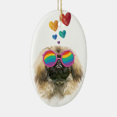 Pekingese Hund mit Herz Valentinstag Keramik Ornament (Rechts)