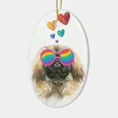 Pekingese Hund mit Herz Valentinstag Keramik Ornament (Links)