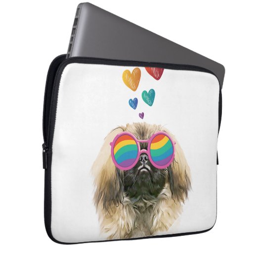 Pekingese Hund mit Herz Valentinstag Laptopschutzhülle (Vorne Rechts)
