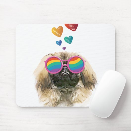 Pekingese Hund mit Herz Valentinstag Mousepad (Mit Mouse)