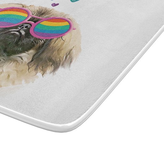 Pekingese Hund mit Herz Valentinstag Schneidebrett (Ecke)