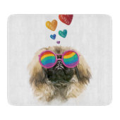 Pekingese Hund mit Herz Valentinstag Schneidebrett (Vorderseite)