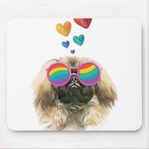 Pekingese Hund mit Herzen Valentinstag Mousepad