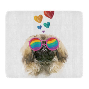 Pekingese Hund mit Herzen Valentinstag Schneidebrett