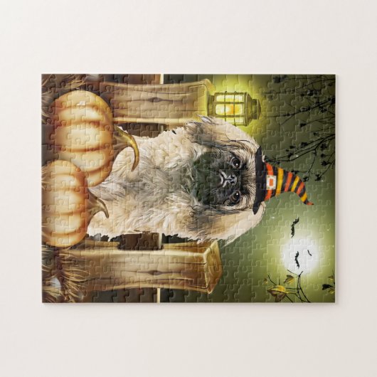 Pekingese Hund mit Hexenhut Puzzle (Horizontal)
