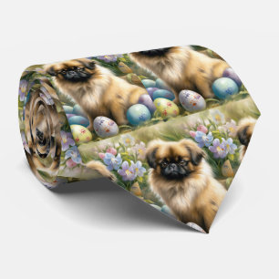 Pekingese-Hund mit Ostereiern Feiertag Krawatte