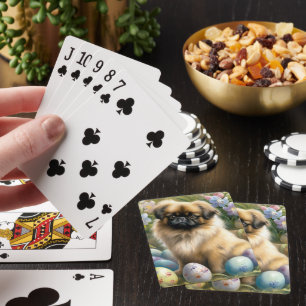 Pekingese-Hund mit Ostereiern Feiertag Spielkarten