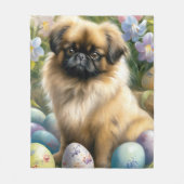 Pekingese Hund mit Ostereiern Urlaub Fleecedecke (Vorderseite)