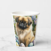 Pekingese Hund mit Ostereiern Urlaub Pappbecher (Vorderseite)