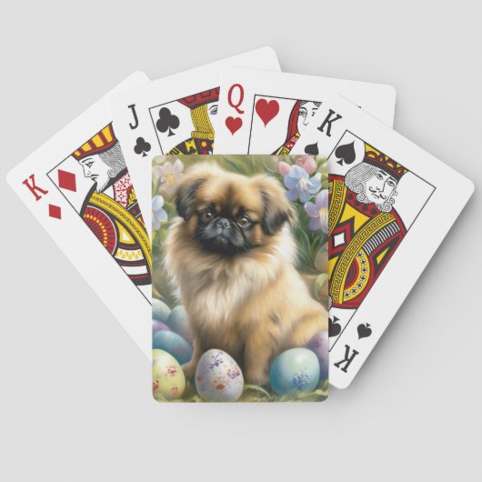 Pekingese Hund mit Ostereiern Urlaub Spielkarten (Rückseite)
