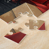 Pekingese Hund mit Weihnachtsgeschenken Feuerplatz Puzzle (Seite)