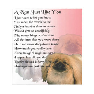 Pekingese Hund - Nan-Gedicht Notizblock