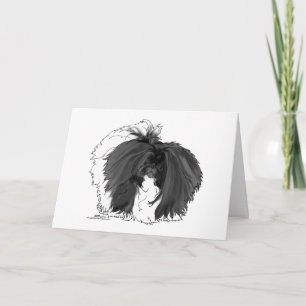 Pekingese Hund Schwarz und Weiß Karte
