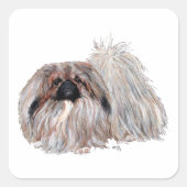 Pekingese Hund Stehend Quadratischer Aufkleber (Vorderseite)