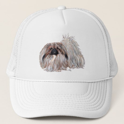 Pekingese Hund Stehend Truckerkappe (Vorderseite)