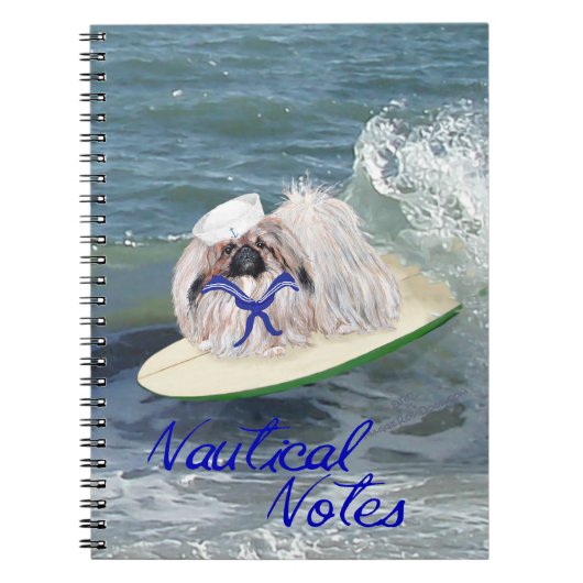 Pekingese Hund surfen Notizblock (Vorderseite)