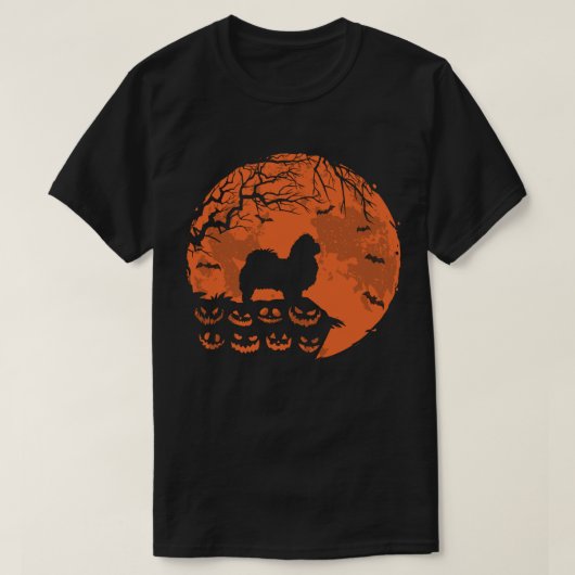 Pekingese Hund und MondHalloween Hund Lover Gesche T-Shirt (Design vorne)