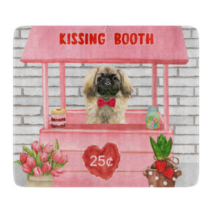 Pekingese-Hund Valentinstag Kussstand Schneidebrett