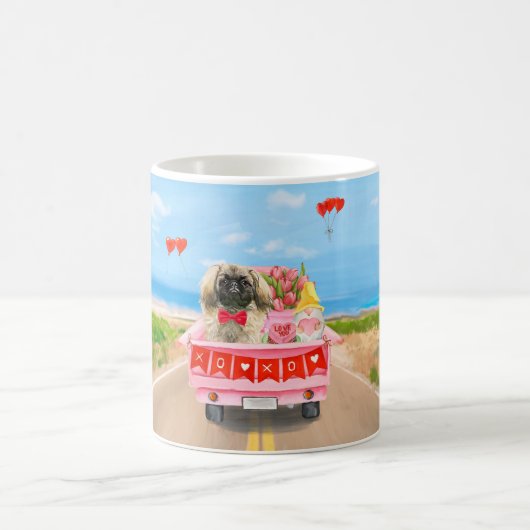 Pekingese Hund Valentinstag Lkw Herz Kaffeetasse (Mittel)