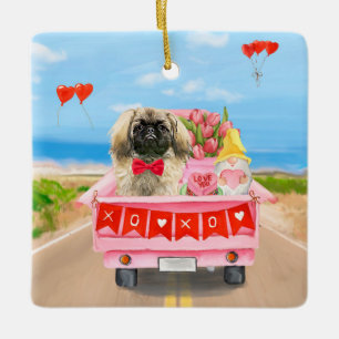 Pekingese Hund Valentinstag Lkw Herz Keramikornament