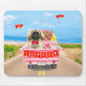 Pekingese Hund Valentinstag Lkw Herz Mousepad (Vorne)