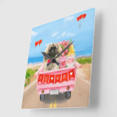 Pekingese Hund Valentinstag Lkw Herz Quadratische Wanduhr (Winkel)