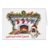 Pekingese Hund warten auf Santa Fireplace (Vorderseite (Horizontal))