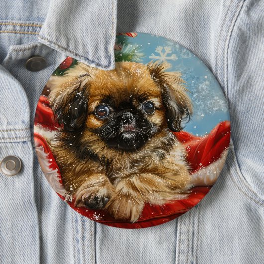 Pekingese Hund Weihnachten Button (Beispiel)
