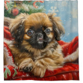Pekingese Hund Weihnachten Duschvorhang (Vorderseite)