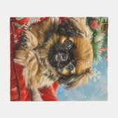 Pekingese Hund Weihnachten Fleecedecke (Vorderseite (Horizontal))