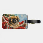 Pekingese Hund Weihnachten Gepäckanhänger (Rückseite horizontal)