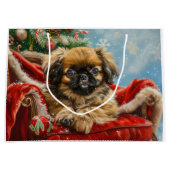 Pekingese Hund Weihnachten Große Geschenktüte (Vorderseite)