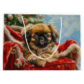 Pekingese Hund Weihnachten Große Geschenktüte (Rückseite)