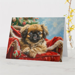 Pekingese Hund Weihnachten Karte