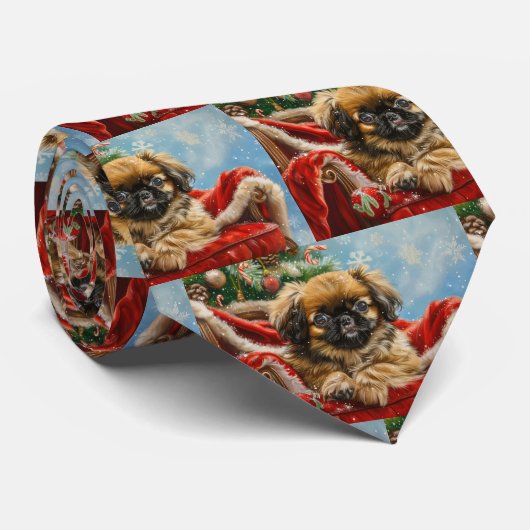 Pekingese Hund Weihnachten Krawatte (Gerollt)