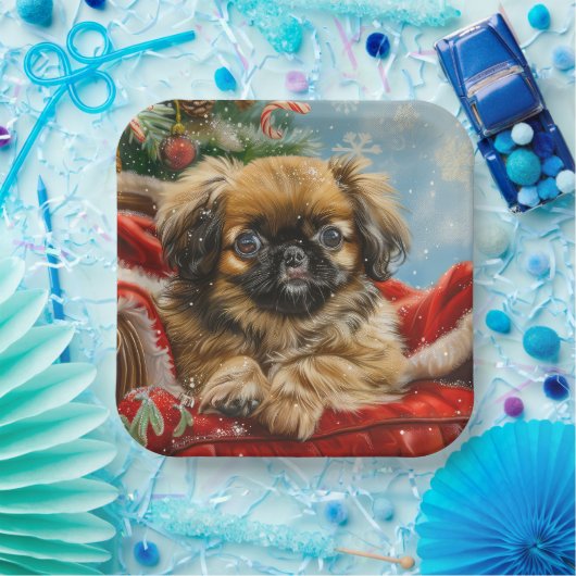 Pekingese Hund Weihnachten Pappteller (Party)