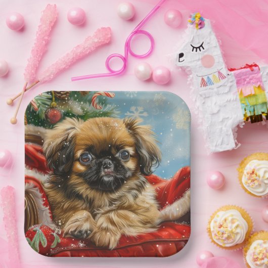 Pekingese Hund Weihnachten Pappteller (Party)