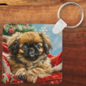 Pekingese Hund Weihnachten Schlüsselanhänger (Rückseite)