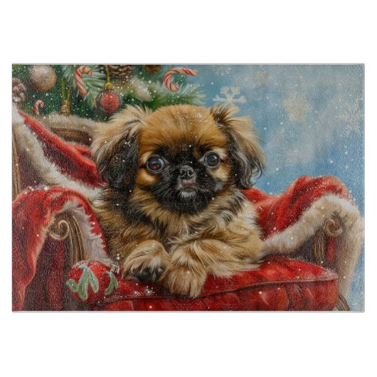 Pekingese Hund Weihnachten Schneidebrett (Vorderseite)