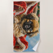 Pekingese Hund Weihnachten Strandtuch (Vorderseite)