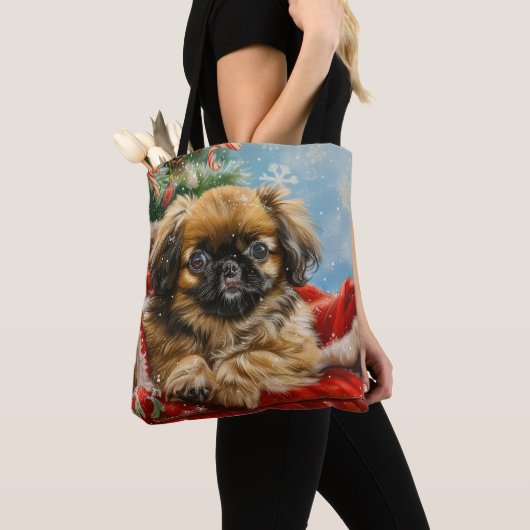 Pekingese Hund Weihnachten Tasche (Von Nahem)
