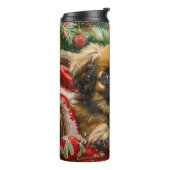 Pekingese Hund Weihnachten Thermosbecher (Nach links gedreht)