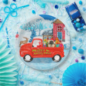 Pekingese Hund Weihnachtslieferung LKW Schnee Pappteller (Party)