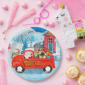 Pekingese Hund Weihnachtslieferung LKW Schnee Pappteller (Party)